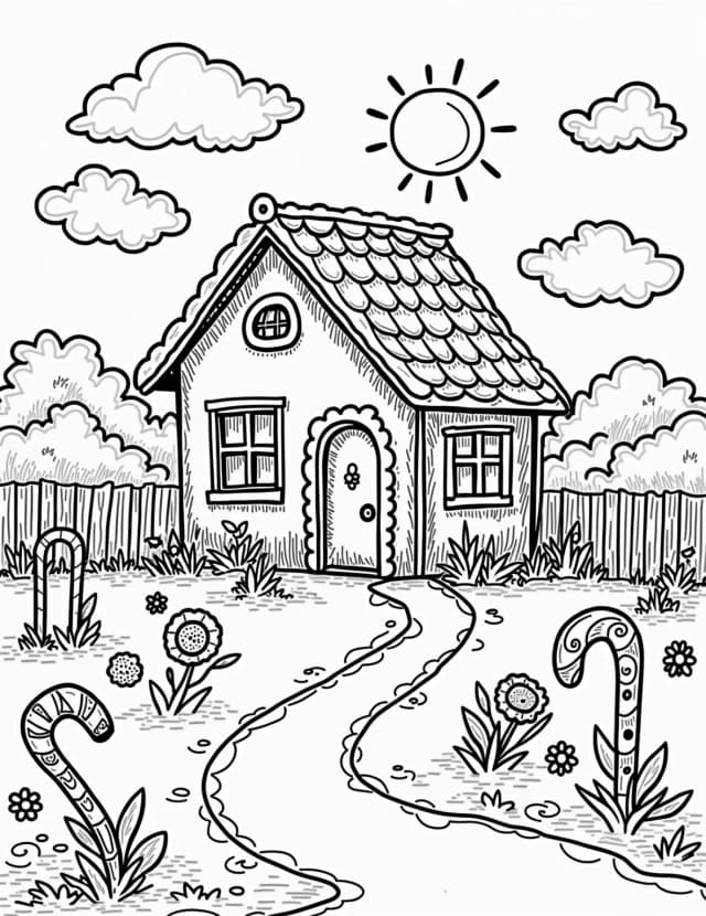 Gingerbread house coloring pages