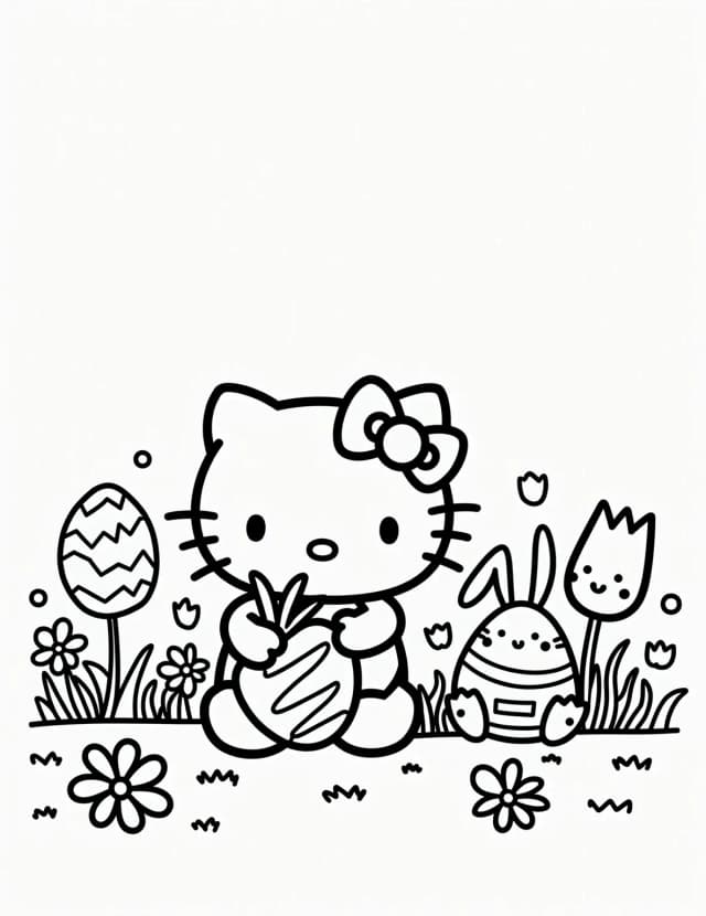 Hello kitty easter coloring pages