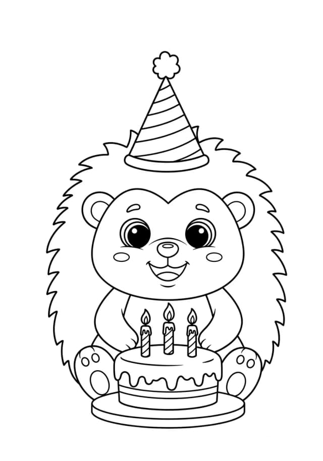 A Hedgehog Wearing a Birthday Hat Blowing Out Candles